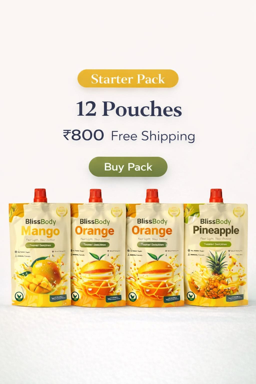 Blissbody Sugar-Free Daily Drink – Mixed Fruit Pack (12 × 200ml)