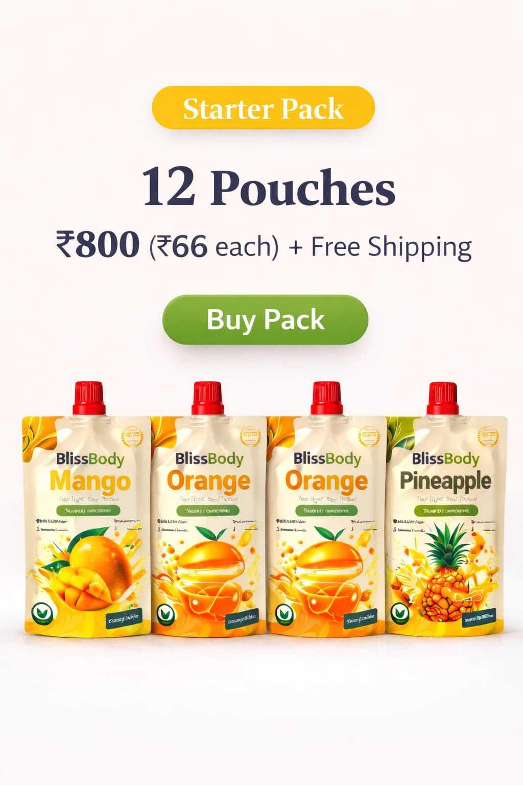 Blissbody Sugar-Free Daily Drink – Mixed Fruit Pack (12 × 200ml)