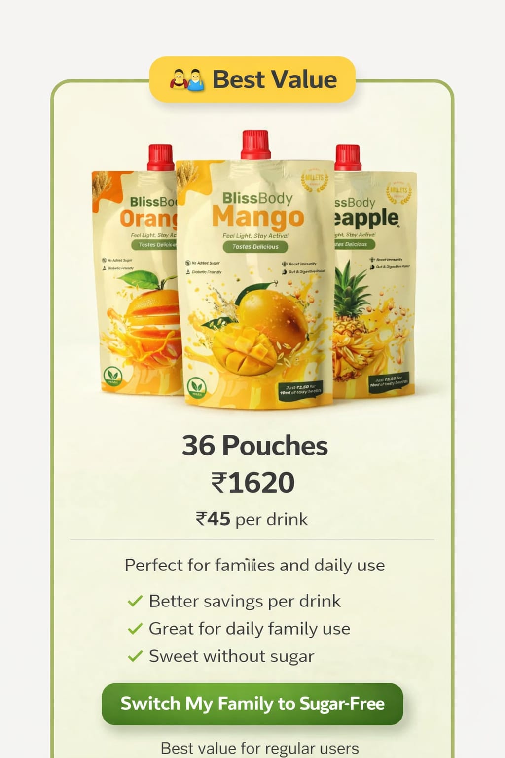 Blissbody Sugar-Free Daily Drink – Mixed Fruit Pack (36 × 200ml)