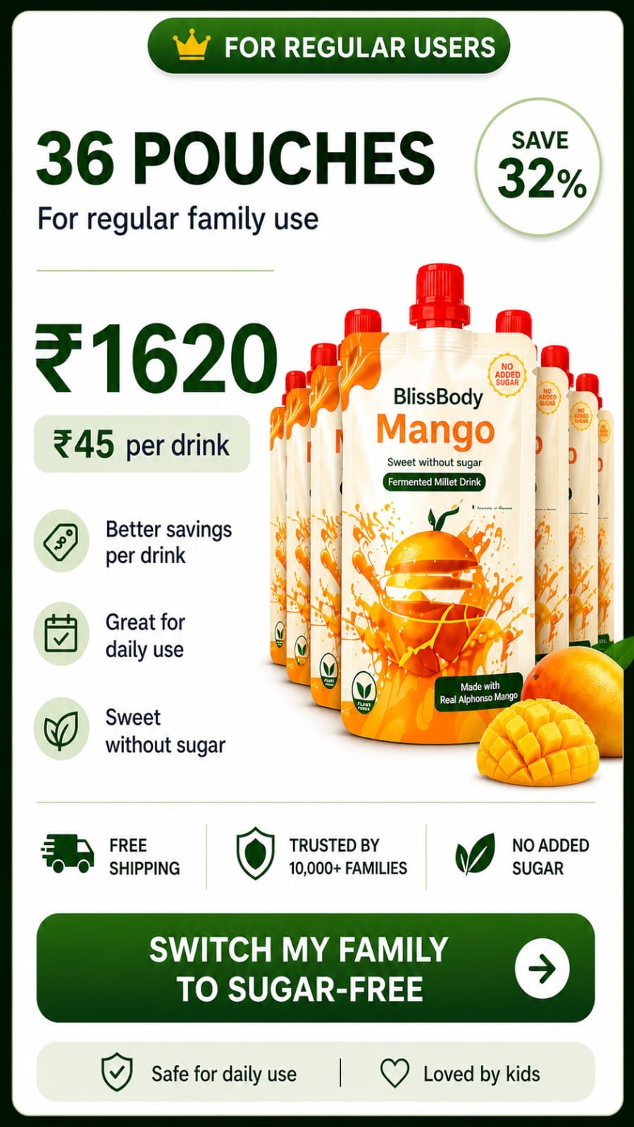 Blissbody Sugar-Free Daily Drink – Mixed Fruit Pack of 36